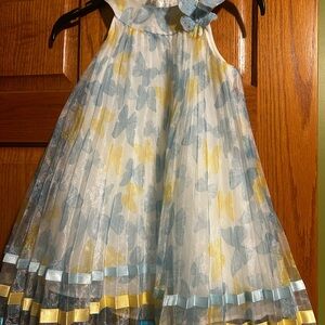 Jessica Ann Yellow and Light Blue Butterfly Party Dress